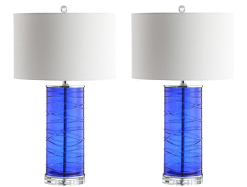 Cole 27.5" Modern Fused Glass Cylinder LED Table Lamp